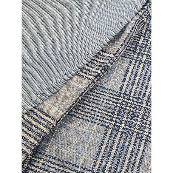 Vintage Navy Plaid Polyester Fabric 23x60 Inches Sewing Material - Picture 3 of 8